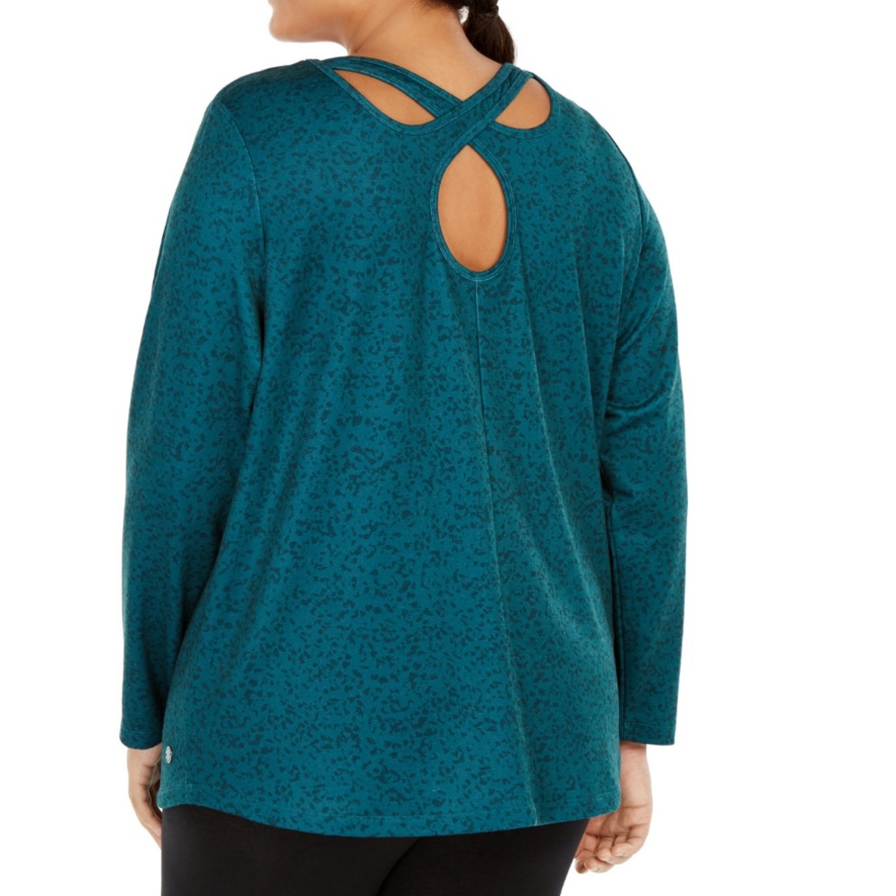 Ideology Plus Size Criss-Cross Workout Top Green - Picture 2 of 7